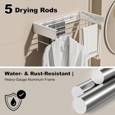 Висувна сушарка для білизни на стіну, 80 см, вантажопідйомність 50 кг