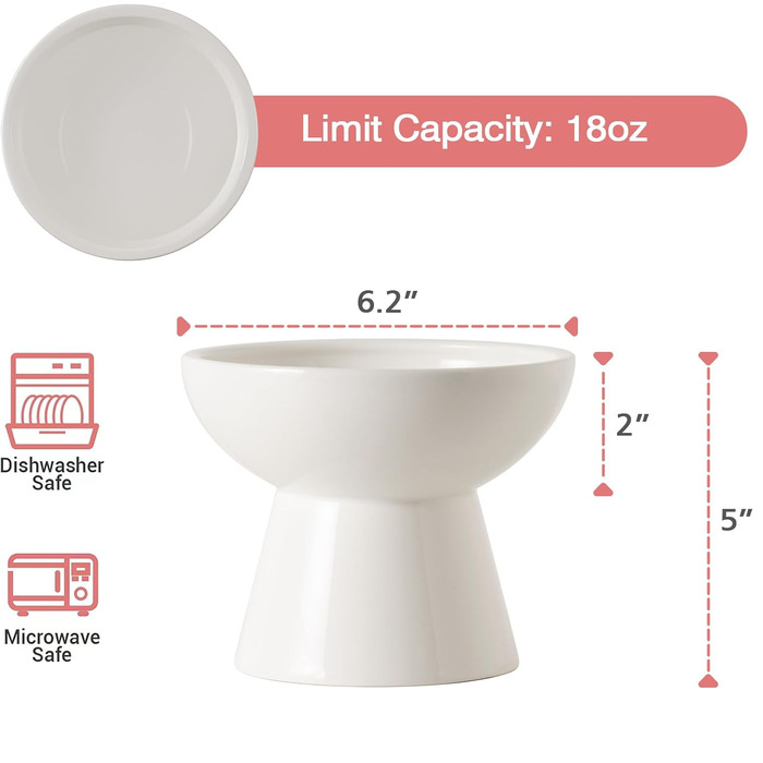 Керамічна миска для котів з піднятою платформою, 2 шт., блакитна, проти блювоти, для собак та котів