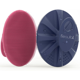 Силіконова щітка для тіла, скрабер для душу, щітка для тіла, скрабер для пелінгу, м'які щетинки, для жінок, чоловіків, дітей, чутливої шкіри, 1 шт. (рожевий+блакитний)