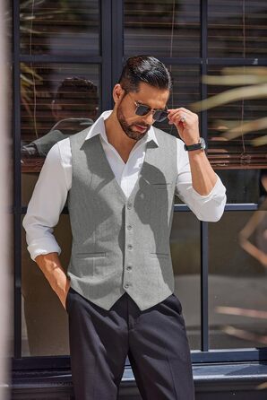 Жилет чоловічий COOFANDY, елегантний, для бізнесу, класичний, сірий, розмір XL