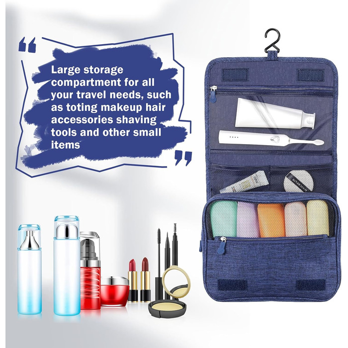 AiQInu Сумка для туалетних речей з гачком, унісекс, складана, для подорожей, турквезева