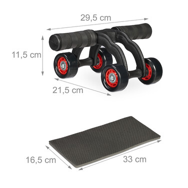 Relaxdays Ab Roller 4 Wheels with Knee Pad