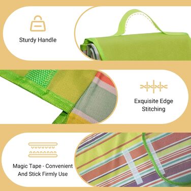 Водонепроникний килимок для пікніка Hozelin, великий, складаний, для пляжу, кемпінгу, відпочинку на траві, походів та подорожей (152,4 x 203,2 см, блакитний)