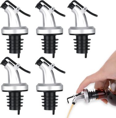 Наливайчики для пляшок Abeillo (5 шт.) - не проливають, для олії, вина, лікеру, оливкової олії, кухні та бару, з нержавіючої сталі