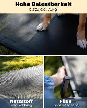 Dog bed made of Textilene fabric, (L) 100 x 76 cm, Black
