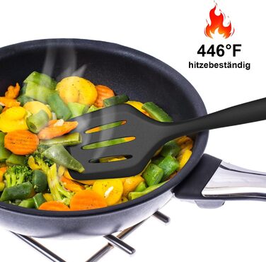 Набір кухонних аксесуарів Terlulu: 15 предметів з силікону, стійкий до нагріву, антипригарний, для посуду, з підставкою, чорний