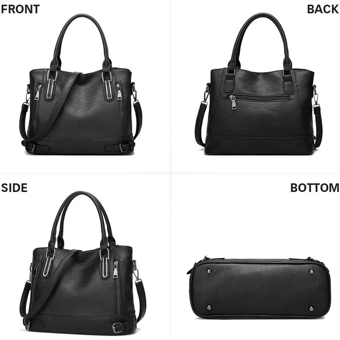 Сумка жіноча VINBAGGE з PU шкіри, шопер, вінтажна, чорна, для офісу та щоденного використання