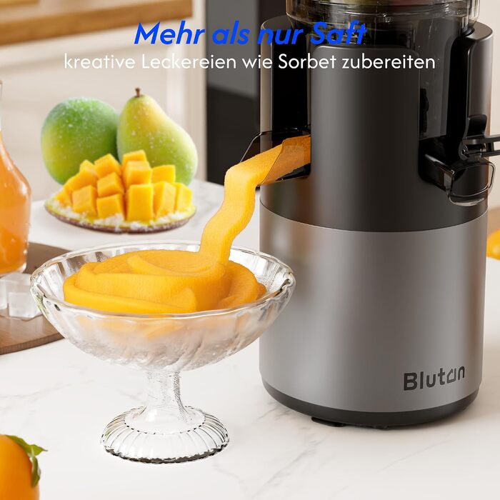 Шнекова соковижималка B Megajuicy 150mm XL для овочів та фруктів, холодний віджим, 300Вт, з функцією реверсу та двома контейнерами (550мл, 450мл), без BPA