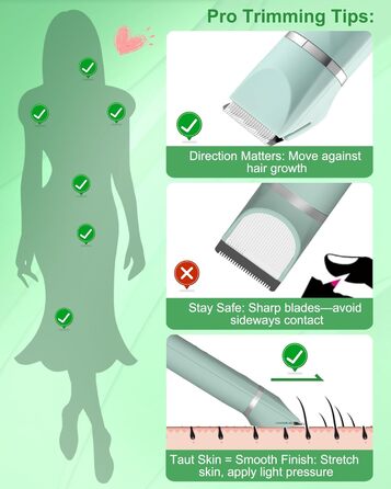 Електричний жіночий епілятор AREYZIN для інтимної зони, зарядний, водонепроникний, зелений