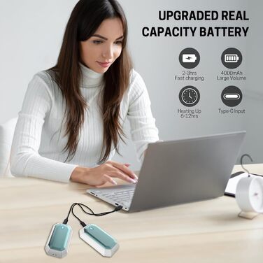 Електричні грілки для рук, 2 шт., 4000mAh, портативні, для активного відпочинку, кемпінгу, полювання, гольфу, зимові подарунки для жінок, чоловіків, сімей (блакитний)