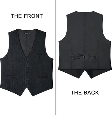 Жилет чоловічий HISDERN в клітинку, формальний, класичний, бавовна, для весілля, в клітку 'Геллер', костюмний, чорний, сірий, XL