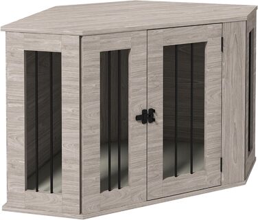 Клітка для собак PawHut з замком, подушкою, з металу, для дому, 80 x 56 x 63 см (волоський горіх)