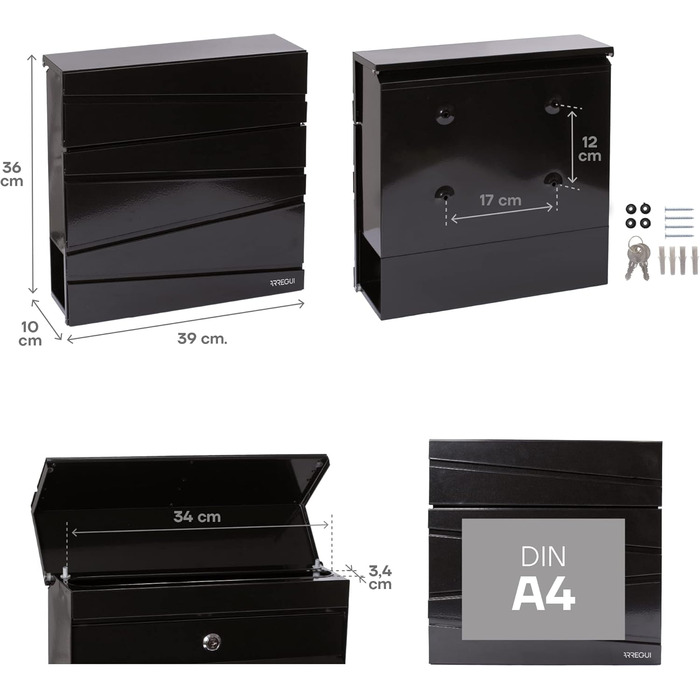 Поштовий ящик ARREGUI Armor E6905 сталевий з газетницею, антрацит, DIN A4