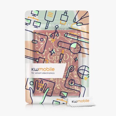 Чохол-книжка kwmobile для Tolino Vision 1/2/3/4 HD - Чохол для eReader з малюнком метеликів, рожевий, білий, жовтий, оранжевий, червоний