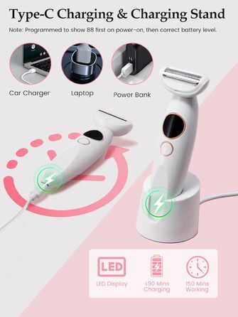 Електричний жіночий епілятор Deciniee Lady Shavers 5-в-1: для бікіні, обличчя, носа, брів, рук та ніг. Зручний для вологого та сухого використання.