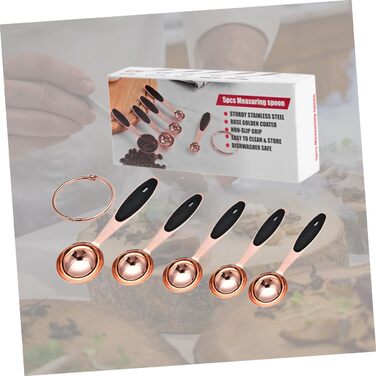 MAGICLULU Stainless Steel Measuring Spoon Set in Rose Gold - Kitchen Utensils with Precise Engraving for Baking and Cooking. Stackable Design, Compact Storage