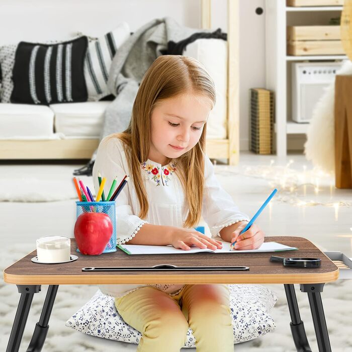 Столик для ноутбука на ліжко Zapuno: багатофункціональний столик з ящиком та підстаканником, зелений (бежевий)