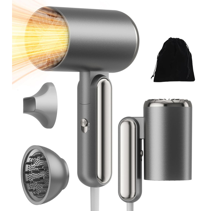 Набір для укладки волосся 6 в 1 Atopskins: фен-щітка, плойка, іонізація, 1000W (сірий)