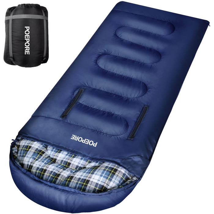 Спальний мішок POEPORE Outdoor 3-4 сезони, фланель, 220x80 см, для дорослих