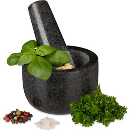 Гранітний ступка з пестиком Relaxdays, сірий, Ø 8,5 см, об'єм 100 мл