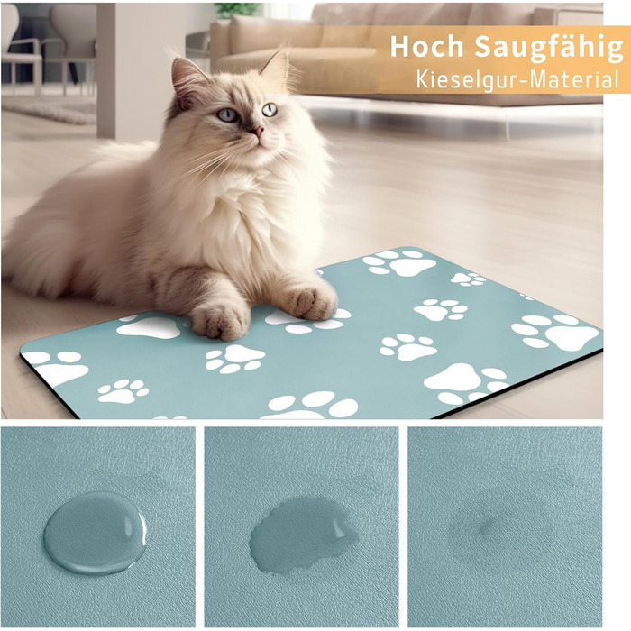 Підкладка під миску для котів JanYoo, 50x35 см, вологостійка, неслизька, сіра (4 шт.)