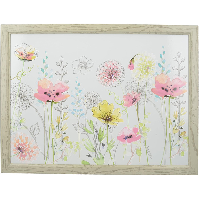 CREATIVE TOPS Everyday Use Home Cushioned Beanbag Knee Table with 'Watercolor Sketch' Decorative Print, 44 x 34 cm (44.5 x 34.3 cm), MDF, Multi/Color, 43.8 x 33.8 x 9.5 cm