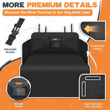 Захист для багажника автомобіля для собак з боковими та захистом від порогу - універсальний килимок для багажника для собак - водовідштовхуючий та стійкий до подряпин - килимок для багажника для автомобіля, універсала, SUV чорного кольору