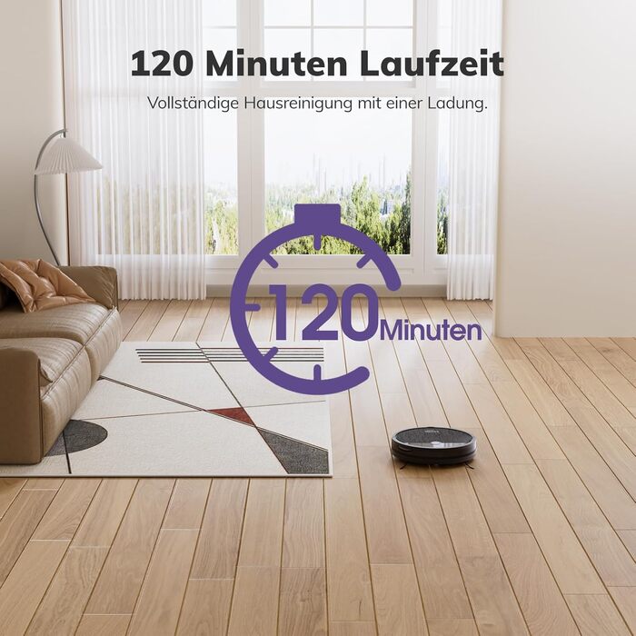 Робот-пилосос безщітковий, самостійно заряджається, з пультом дистанційного керування, тихий, для шерсті тварин та твердих поверхонь, E3