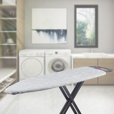 Чохол для прасувальної дошки Seiritex з підкладкою, 45.7 x 124.5 см, з терморефлексійним покриттям, з липучками, товста підкладка з еластичними краями, 3-шаровий чохол (Сірий Куб)