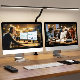 APMIEK LED Desk Lamp with Adjustable Gooseneck - 24W, 80cm, Dimmable, Eye-Protection, Clamp-On, Daylight Task Lamp for Office & Home