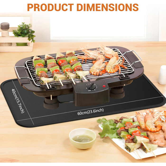 Термостійкий килимок, вогнестійка силіконова підставка для фритюрниці, 60x40 см. Захист від нагріву для кухонних стільниць, плити, мікрохвильових печей та тостерів.