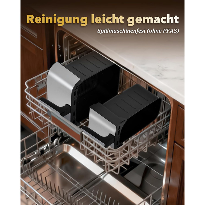 Фритюрниця повітряна WELLENT 2 камери, 2600W, 11л (4+7л) з сенсорним екраном, 10 функцій, для дому