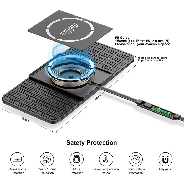 Автомобільне зарядне пристрій MagSafe Pad Polmxs: Швидка зарядка 15W, бездротова зарядка, 40W адаптер, кабель 30см, сумісність з iPhone 17/16/15/14/13/12