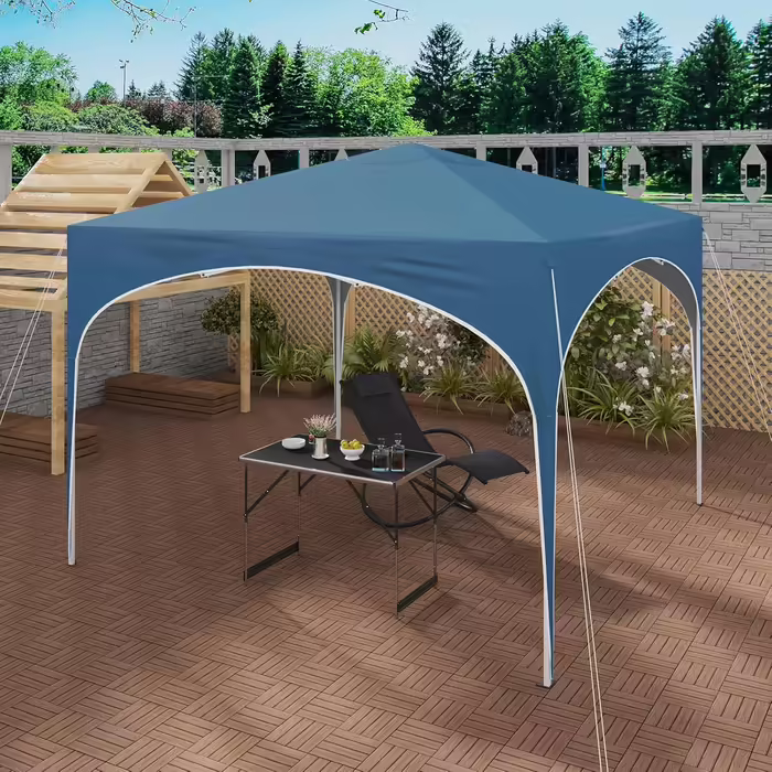 WOLTU Foldable Gazebo - Waterproof Folding Pavilion Sunshade Event Gazebo Garden Pavilion for Terrace Camping Festival with Half-Moon Roof Pagoda Tent of the Half-Circle from Oxford Fabric and Metal Frame - 3x3m Blue