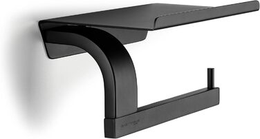 Sagittarius One 160S1 Stainless Steel Toilet Paper Holder with Shelf - Matte Black | Phone Shelf | WC Paper Holder | Toilet Paper Dispenser