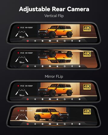 WOLFBOX Dashcam G840S 4K: Дзеркало-відеореєстратор з камерою заднього виду, WiFi, IPS-екран, GPS, 32GB, G-сенсор, Park Mode