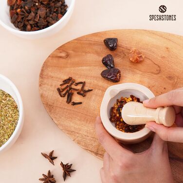 Набір мармурового ступки та пестика, 7,6 см, ручної роботи, для спецій, кухні та декору, подрібнювач для трав, млин для спецій (Verona, Small)