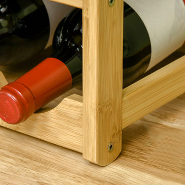 HOMCOM Bamboo Wine Rack Bottle Stand for 16 Bottles, 43x23.5x38cm, Stylish Natural Wood Design for Kitchen & Living Room