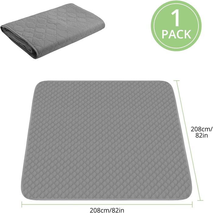 Водонепроникний килимок для собак, килимок для тварин з неслизьким покриттям, міцний килимок для котів, багаторазовий, захист для дивану, ліжка, автокрісла, можна прати в пральній машині (172 x 208 см, Темно-сірий, XL (208x208 см))
