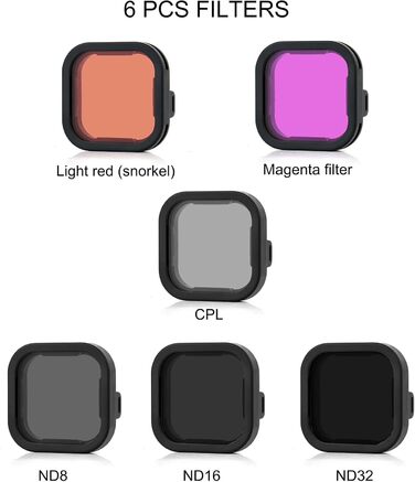 Фільтри SOONSUN CPL, ND8, ND16, ND32 для GoPro Hero 12, 11, 10, 9 - Набір нейтральних фільтрів та поляризатора, захист об'єктива, 4 шт.