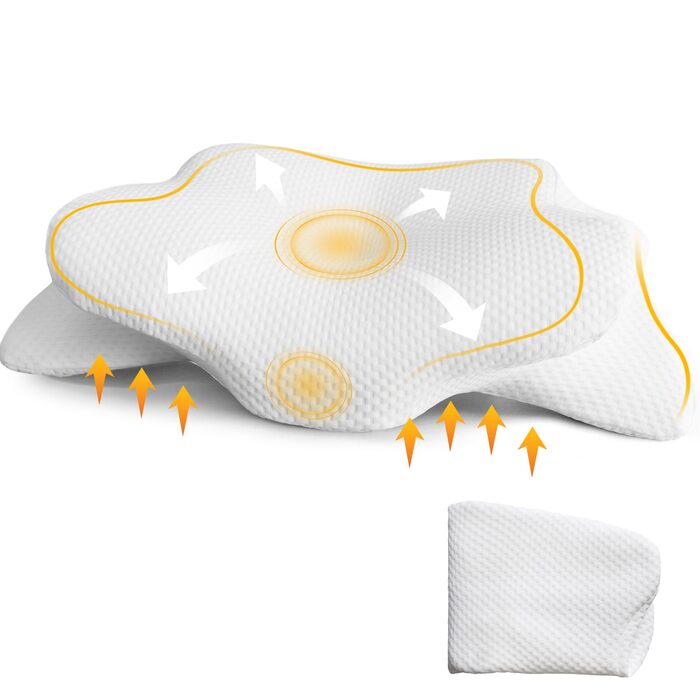 Ортопедична подушка для шиї та плечей: Memory Foam, підтримка шиї, 66x40x14 см, 1 шт.