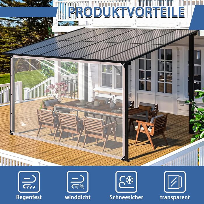 Waterproof Tarpaulin with Grommets - Transparent Sheet 2x3m, Clear Tarp for Outdoor Use Plants Greenhouse Garden Furniture Pet Hutch Roof