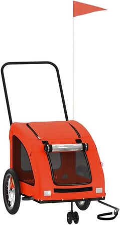 Фургон для собак VidaXL - переносний, з прапором та світловідбивачами, до 30 кг, Oxford-Gewebe, 63.5 x 124.5 x 66 см, Оранжевий