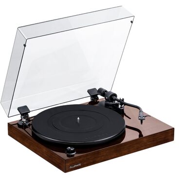 Програвач вінілу Fluance RT82 Referenz Walnut з картриджем Ortofon OM10: висока якість звуку, MDF плінтус, регулювання швидкості