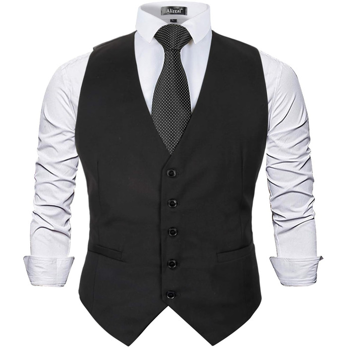 Чоловіча жилетка Alizeal для ділового костюма, однотонна, класичний крій, смокінг, чорна, L