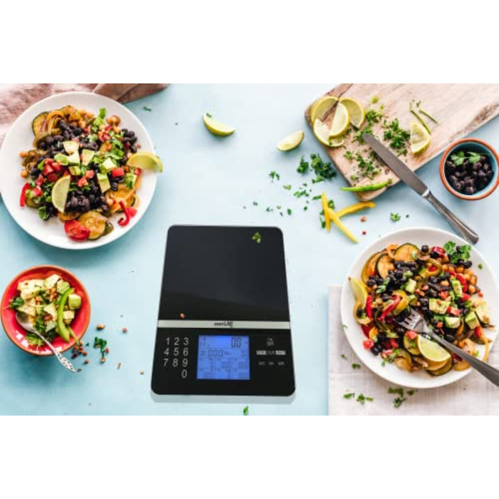 smartLAB Nutritional Analysis Scale - 5kg | Digital Food Scale with Food Nutrition Scale | Smart Kitchen Scale Diet Scale Black for Diabetics