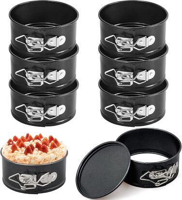 Набір форм для випічки 8 шт. 14 см, круглі міні-форми, антипригарні, знімний дно, для пирогів, кексів, піци, кішів