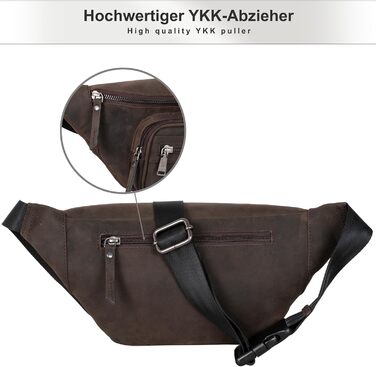 Чоловіча поясна/животна сумка Marc Peter® Varadero з натуральної шкіри Наппа | Перехресна сумка на пояс для чоловіків та жінок | Сумка на пояс з можливістю зміни ремінця (Кольори: Кольору вугілля, Мисливський)