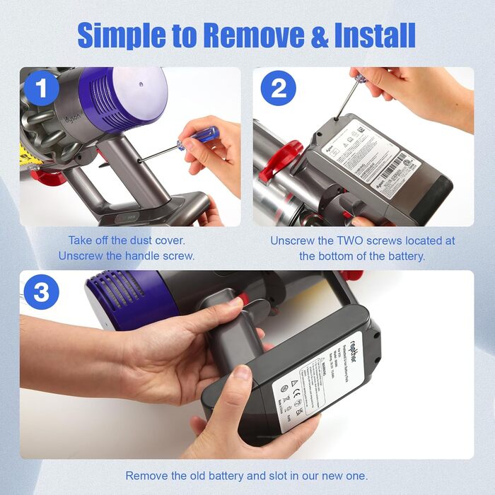 Запасний акумулятор Rapthor V10 для пилососів Dyson V10 (75,6Wh, 25,2V) - сумісний з V10 Absolute, Animal, Total Clean, Cyclone