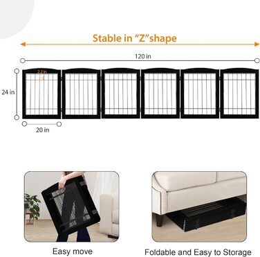 Дерев'яне перегороджувальне ґратка для собак, 4 панелі, широка, 76,2 см, складна, бар'єр для тварин з підставками, масивне тверде дерево та сталевий дріт, захисне ґратка для дверей, коридорів, 76 см висота